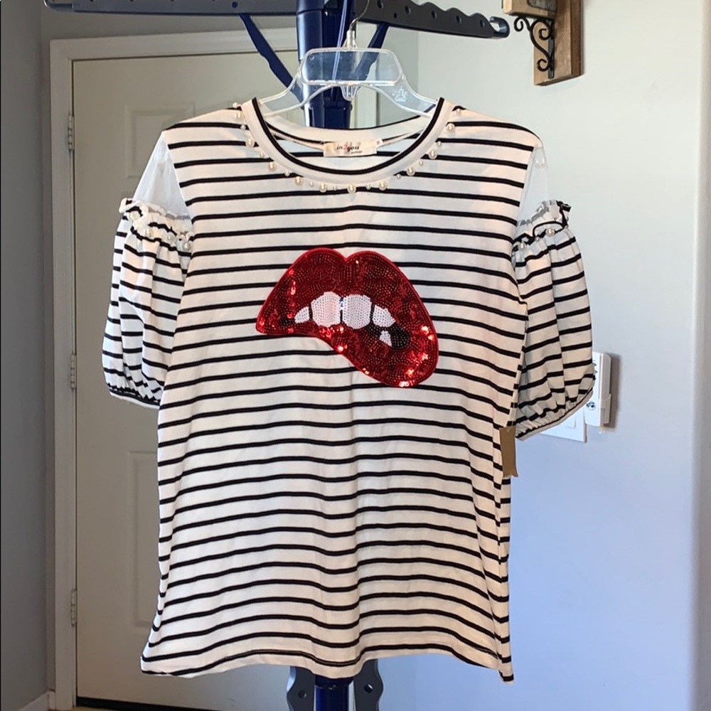 Striped and sequins shirt